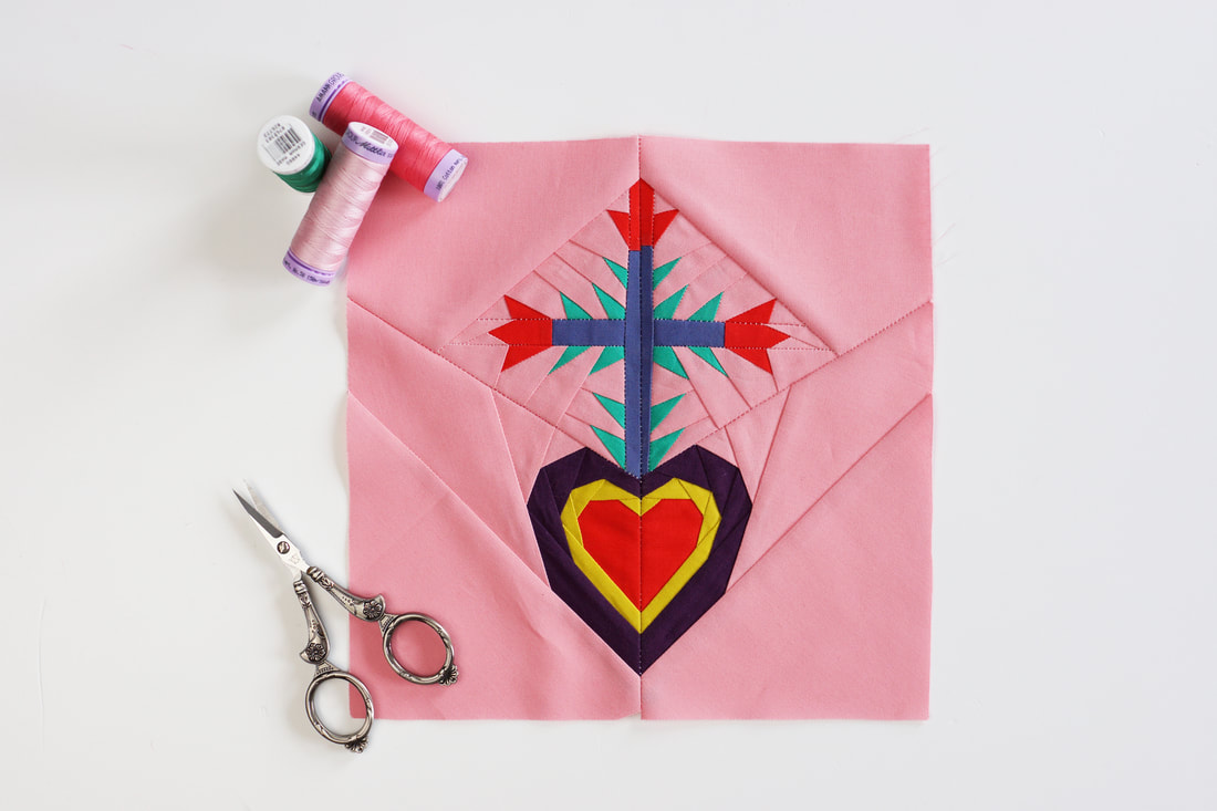 sacred heart with cross quilt block pattern