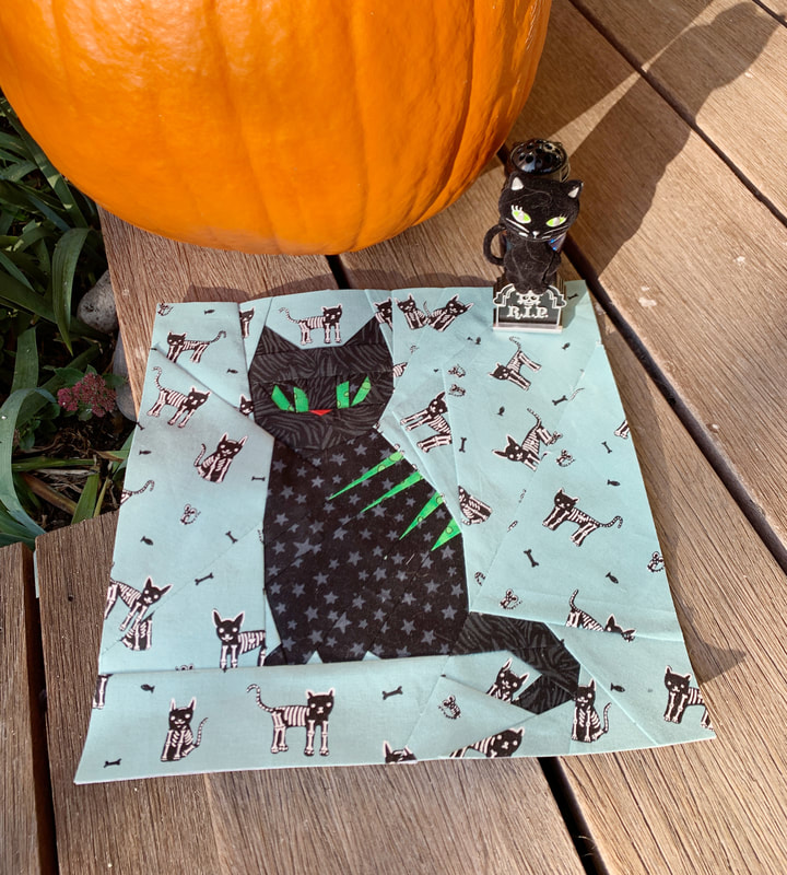 Black cat quilt block pattern