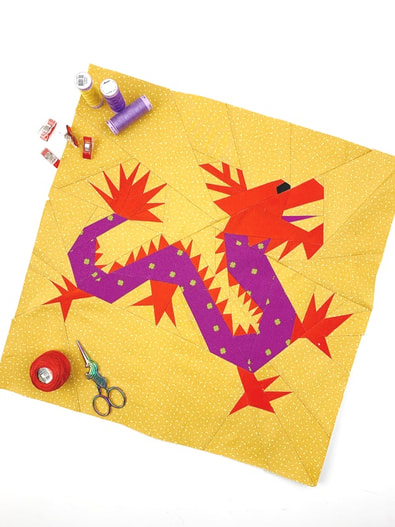 Chinese dragon quilt block 