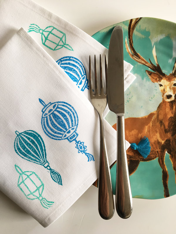 napkins made from hand printed sheets