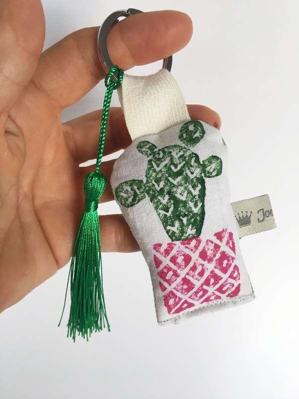key fob made with hand printed sheets