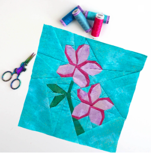 frangipani/ plumeria flower quilt block 