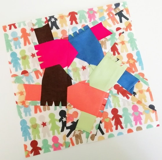 holding hands quilt block pattern, BLM fundraiser pattern, we stand together, quilters against racism