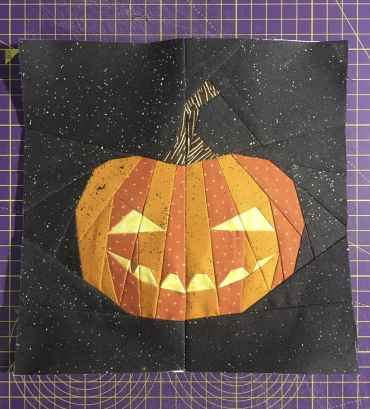 Halloween pumpkin quilt block pattern
