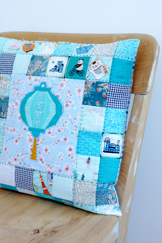 quilted pillowcase with foundation paper piecing detail