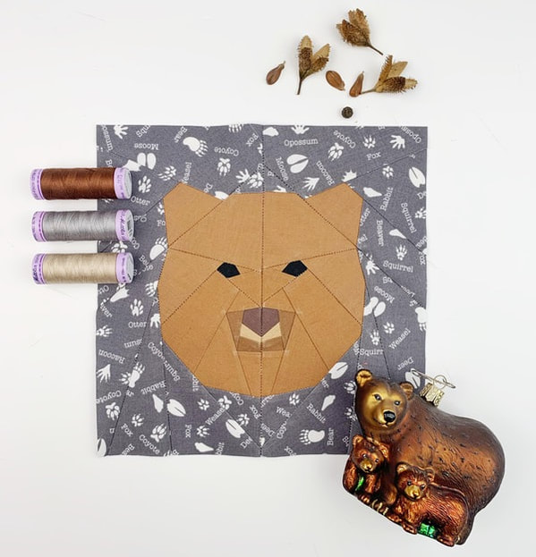 bear portrait quilt block