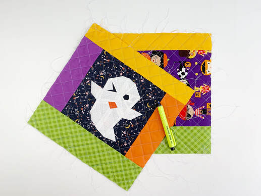 Trick or Treat bag exterior pieces quilted 